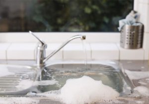 blocked sink in kitchen