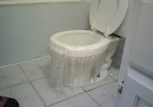 blocked toilet leaking